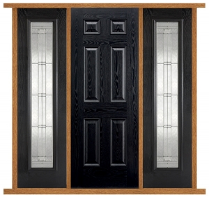 GRP 6 Panel Black Front Door with Elegant Sidelights